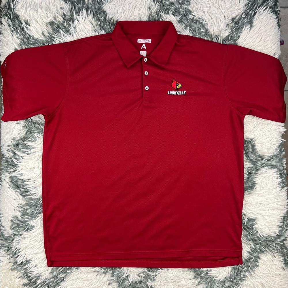 Antigua Men’s Red University Of Louisville Cardinals Polo Shirt Size XL